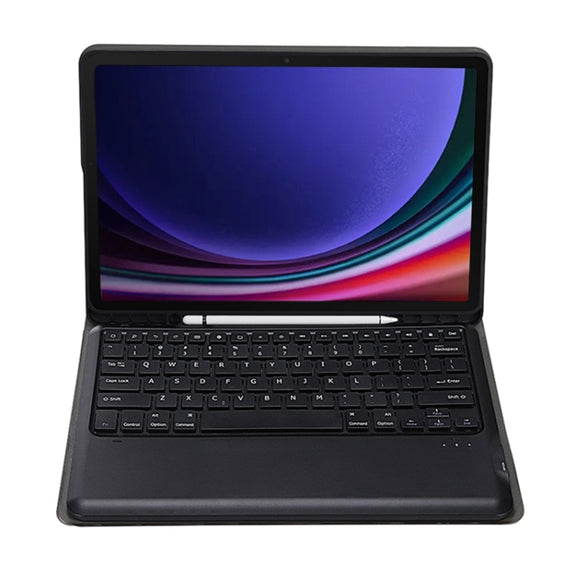 For Samsung Galaxy Tab S9+ A810B Pen Slot Detachable Bluetooth Keyboard Leather Tablet Case(Black)