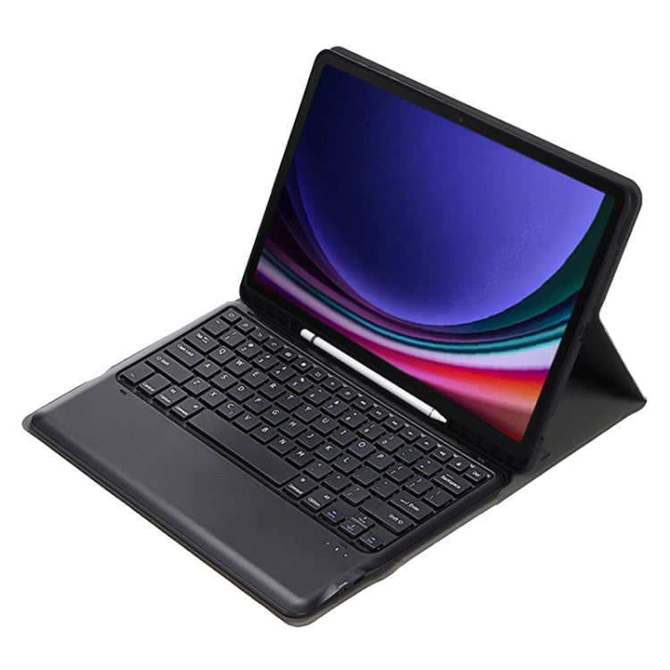 For Samsung Galaxy Tab S9+ A810B Pen Slot Detachable Bluetooth Keyboard Leather Tablet Case(Black)