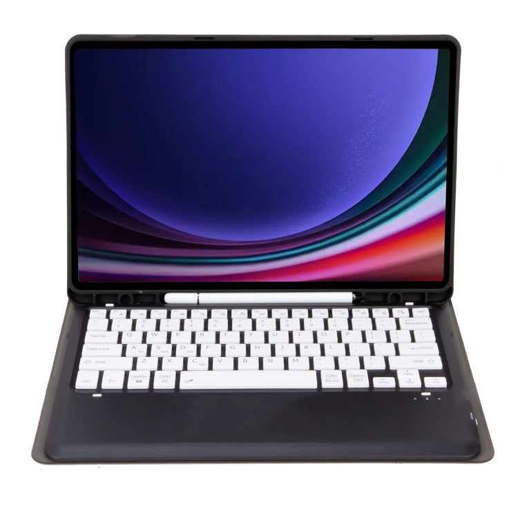 For Samsung Galaxy Tab S9+ A810B Pen Slot Detachable Bluetooth Keyboard Leather Tablet Case(Black+White)