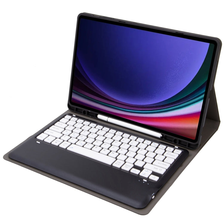 For Samsung Galaxy Tab S9+ A810B Pen Slot Detachable Bluetooth Keyboard Leather Tablet Case(Black+White)
