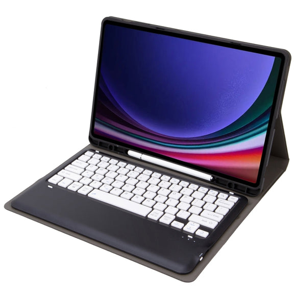 For Samsung Galaxy Tab S9+ A810B Pen Slot Detachable Bluetooth Keyboard Leather Tablet Case(Black+White)
