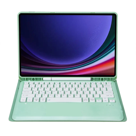 For Samsung Galaxy Tab S9+ A810B Pen Slot Detachable Bluetooth Keyboard Leather Tablet Case(Mint Green)