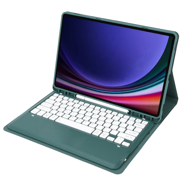 For Samsung Galaxy Tab S9+ A810B Pen Slot Detachable Bluetooth Keyboard Leather Tablet Case(Dark Green)