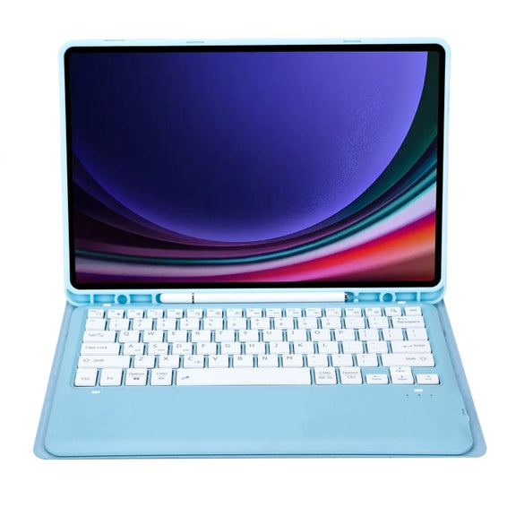 For Samsung Galaxy Tab S9+ A810B Pen Slot Detachable Bluetooth Keyboard Leather Tablet Case(Sky Blue)