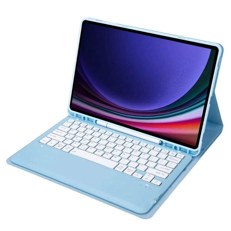 For Samsung Galaxy Tab S9+ A810B Pen Slot Detachable Bluetooth Keyboard Leather Tablet Case(Sky Blue)
