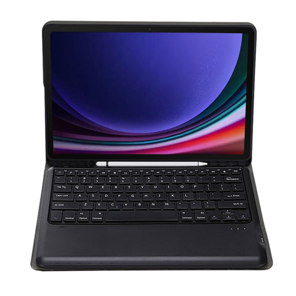 For Samsung Galaxy Tab S9 FE+ A810B Pen Slot Detachable Bluetooth Keyboard Leather Tablet Case(Black)