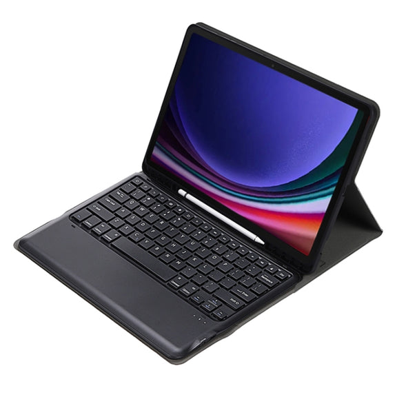 For Samsung Galaxy Tab S9 FE+ A810B Pen Slot Detachable Bluetooth Keyboard Leather Tablet Case(Black)