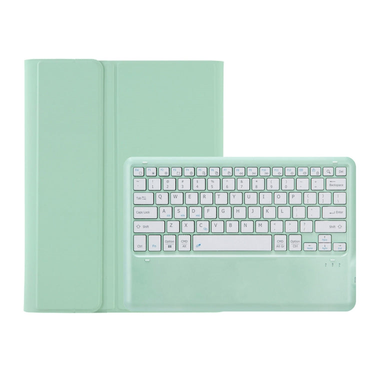 For Samsung Galaxy Tab S9 FE+ A810B Pen Slot Detachable Bluetooth Keyboard Leather Tablet Case(Mint Green)