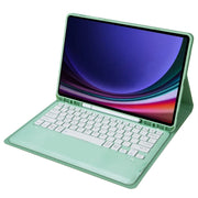 For Samsung Galaxy Tab S9 FE+ A810B Pen Slot Detachable Bluetooth Keyboard Leather Tablet Case(Mint Green)