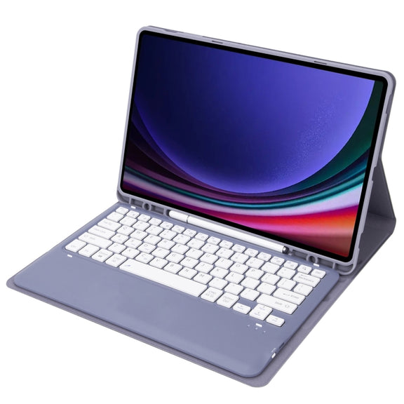 For Samsung Galaxy Tab S9 FE+ A810B Pen Slot Detachable Bluetooth Keyboard Leather Tablet Case(Purple)