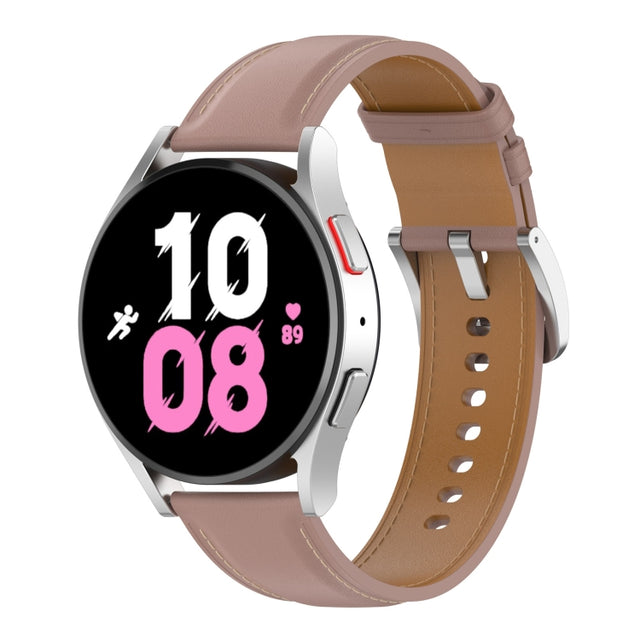 For Samsung Galaxy Watch 6 / 6 Classic Leather Replacement Watch Band(Dark Pink)