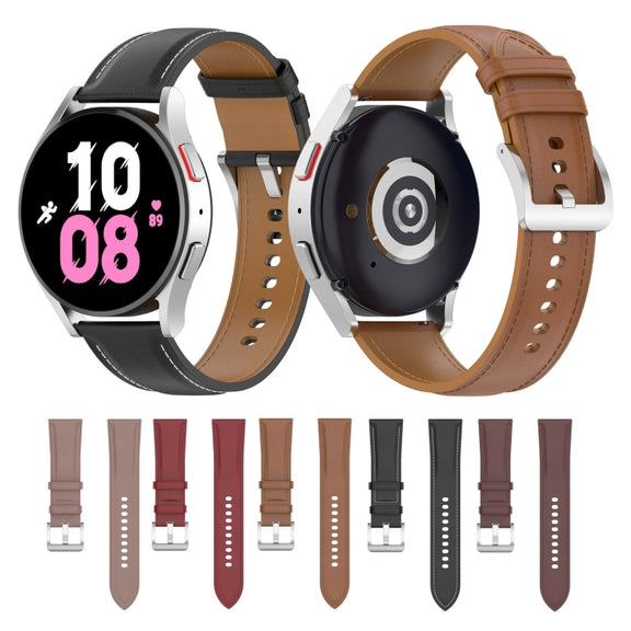 For Samsung Galaxy Watch 6 / 6 Classic Leather Replacement Watch Band(Red)