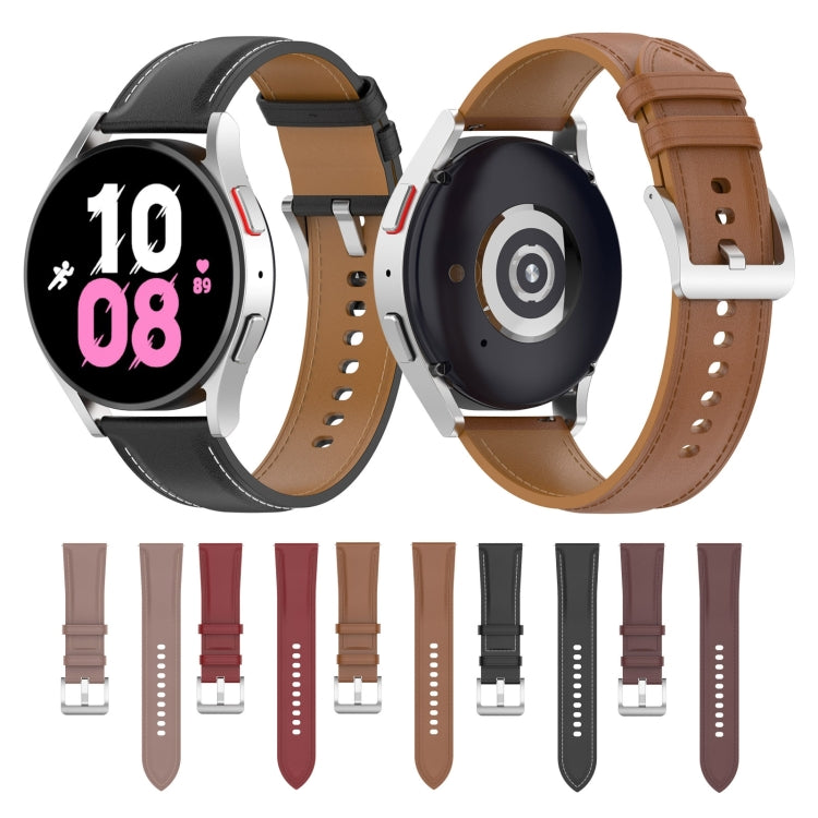 For Samsung Galaxy Watch 6 / 6 Classic Leather Replacement Watch Band(Black)