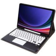 For Samsung Galaxy Tab S9+ A810B-A Touch Pad Detachable Bluetooth Keyboard Leather Tablet Case(Black+White)