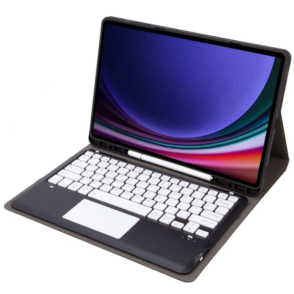 For Samsung Galaxy Tab S9+ A810B-A Touch Pad Detachable Bluetooth Keyboard Leather Tablet Case(Black+White)