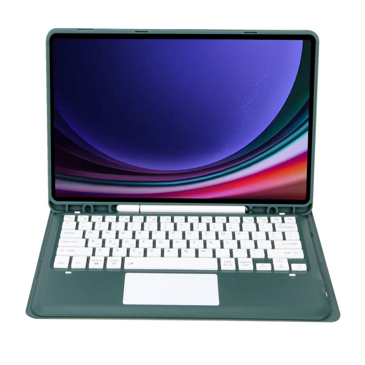 For Samsung Galaxy Tab S9+ A810B-A Touch Pad Detachable Bluetooth Keyboard Leather Tablet Case(Dark Green)