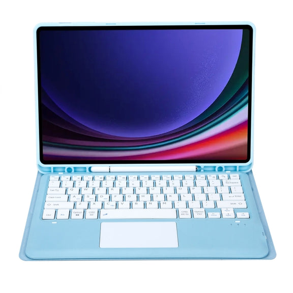 For Samsung Galaxy Tab S9+ A810B-A Touch Pad Detachable Bluetooth Keyboard Leather Tablet Case(Sky Blue)