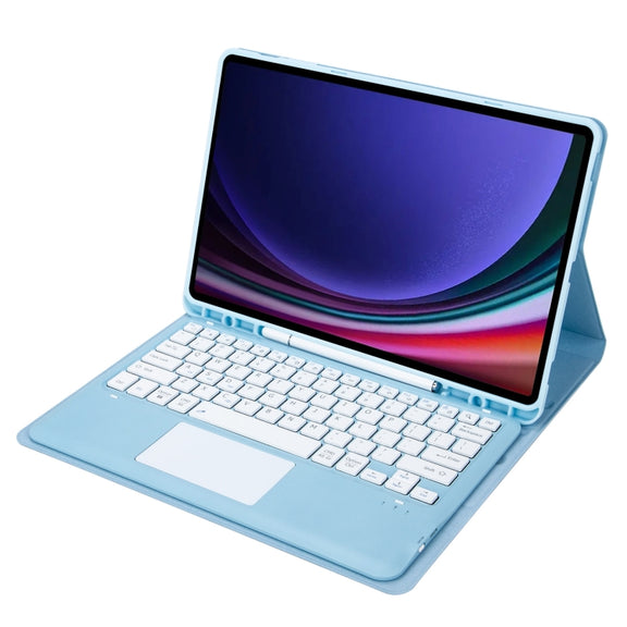 For Samsung Galaxy Tab S9+ A810B-A Touch Pad Detachable Bluetooth Keyboard Leather Tablet Case(Sky Blue)