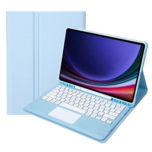 For Samsung Galaxy Tab S9+ A810B-A Touch Pad Detachable Bluetooth Keyboard Leather Tablet Case(Sky Blue)