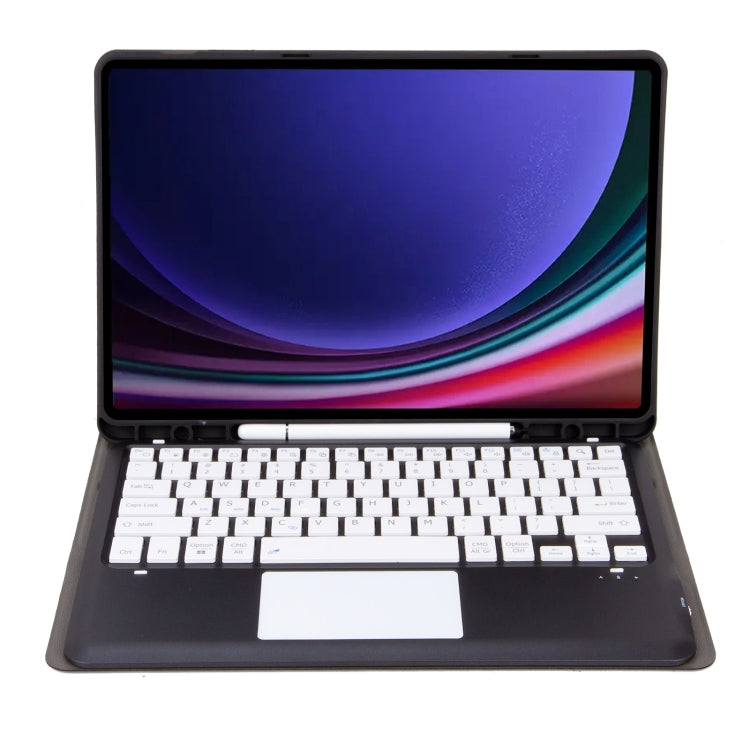 For Samsung Galaxy Tab S9 FE+ A810B-A Touch Pad Detachable Bluetooth Keyboard Leather Tablet Case(Black+White)