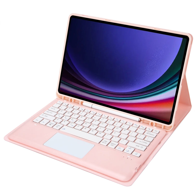 For Samsung Galaxy Tab S9 FE+ A810B-A Touch Pad Detachable Bluetooth Keyboard Leather Tablet Case(Pink)