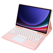 For Samsung Galaxy Tab S9 FE+ A810B-A Touch Pad Detachable Bluetooth Keyboard Leather Tablet Case(Pink)