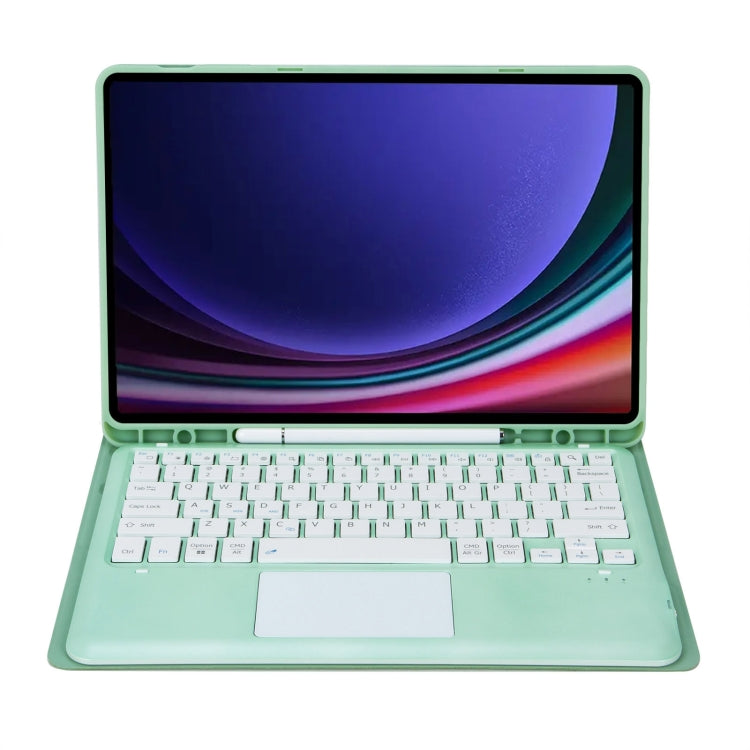 For Samsung Galaxy Tab S9 FE+ A810B-A Touch Pad Detachable Bluetooth Keyboard Leather Tablet Case(Mint Green)