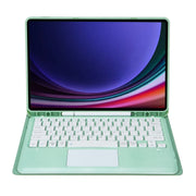 For Samsung Galaxy Tab S9 FE+ A810B-A Touch Pad Detachable Bluetooth Keyboard Leather Tablet Case(Mint Green)