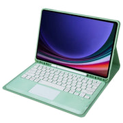 For Samsung Galaxy Tab S9 FE+ A810B-A Touch Pad Detachable Bluetooth Keyboard Leather Tablet Case(Mint Green)