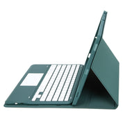 For Samsung Galaxy Tab S9 FE+ A810B-A Touch Pad Detachable Bluetooth Keyboard Leather Tablet Case(Dark Green)