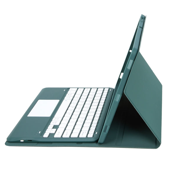 For Samsung Galaxy Tab S9 FE+ A810B-A Touch Pad Detachable Bluetooth Keyboard Leather Tablet Case(Dark Green)