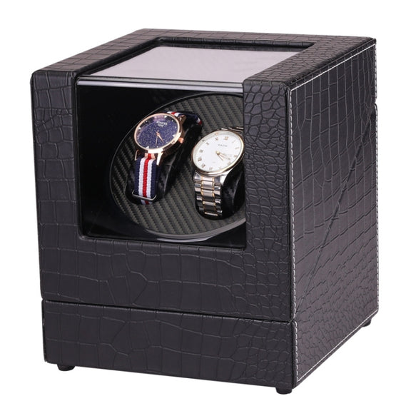 5 Gear Mechanical Automatic Watch Box Electric Motor Watch Shaker, US Plug, Style:Crocodile Pattern(Black)