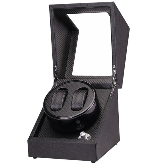 5 Gear Mechanical Automatic Watch Box Electric Motor Watch Shaker, US Plug, Style:Ostrich Pattern(Black)