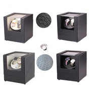 5 Gear Mechanical Automatic Watch Box Electric Motor Watch Shaker, US Plug, Style:Ostrich Pattern(White)