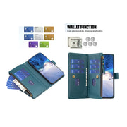 For OPPO A58 4G 9 Card Slots Zipper Wallet Leather Flip Phone Case(Green)