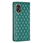 For OPPO A38 4G Diamond Lattice Magnetic Leather Flip Phone Case(Green)