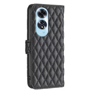For OPPO A60 Diamond Lattice Wallet Leather Flip Phone Case(Black)