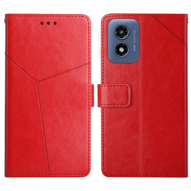 For Motorola Moto G Play 5G 2024 HT01 Y-shaped Pattern Flip Leather Phone Case(Red)