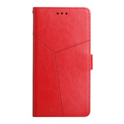 For Motorola Moto G Play 5G 2024 HT01 Y-shaped Pattern Flip Leather Phone Case(Red)