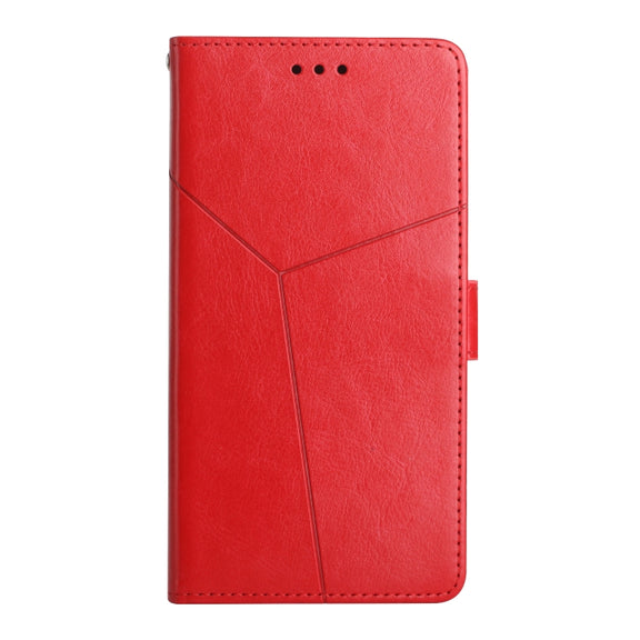 For Motorola Moto G Play 5G 2024 HT01 Y-shaped Pattern Flip Leather Phone Case(Red)