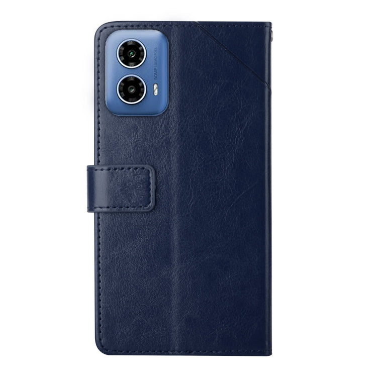 For Motorola Edge 5G 2024 HT01 Y-shaped Pattern Flip Leather Phone Case(Blue)