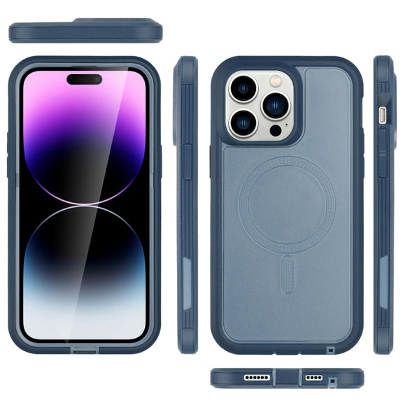 For iPhone 14 Plus Defender Series XT MagSafe Magnetic PC + TPU Shockproof Phone Case(Blue)
