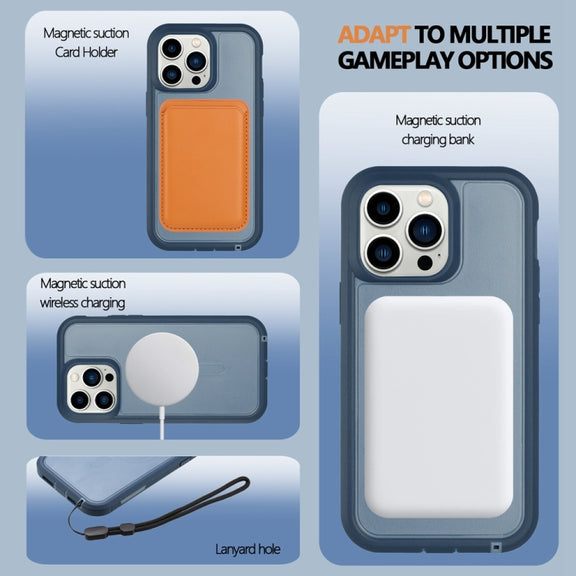 For iPhone 14 Plus Defender Series XT MagSafe Magnetic PC + TPU Shockproof Phone Case(Blue)