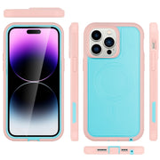 For iPhone 13 Pro Max Defender Series XT MagSafe Magnetic PC + TPU Shockproof Phone Case(Turquoise+Pink)
