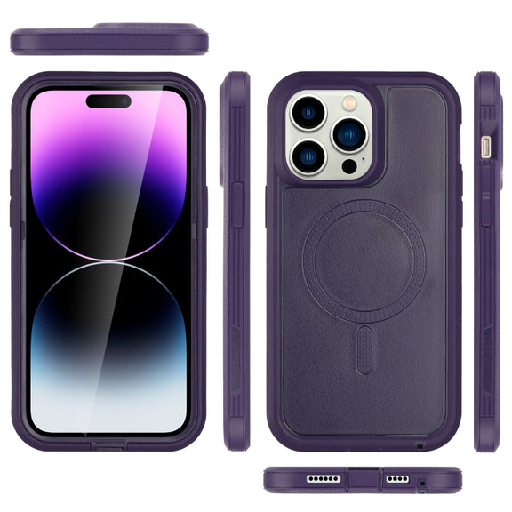 For iPhone 12 Pro Max Defender Series XT MagSafe Magnetic PC + TPU Shockproof Phone Case(Dark Purple)