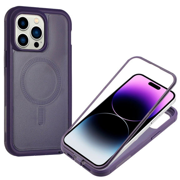For iPhone 12 Pro Max Defender Series XT MagSafe Magnetic PC + TPU Shockproof Phone Case(Dark Purple)