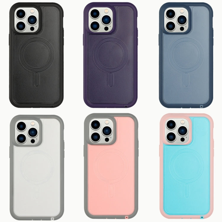 For iPhone 15 Plus Defender Series XT MagSafe Magnetic PC + TPU Shockproof Phone Case(Pink+Grey)