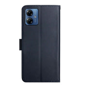 For Motorola Moto G14 Genuine Leather Fingerprint-proof Horizontal Flip Phone Case(Blue)