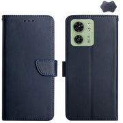 For Motorola Edge 40 Genuine Leather Fingerprint-proof Horizontal Flip Phone Case(Blue)