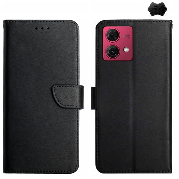 For Motorola Edge 40 Neo Genuine Leather Fingerprint-proof Horizontal Flip Phone Case(Black)